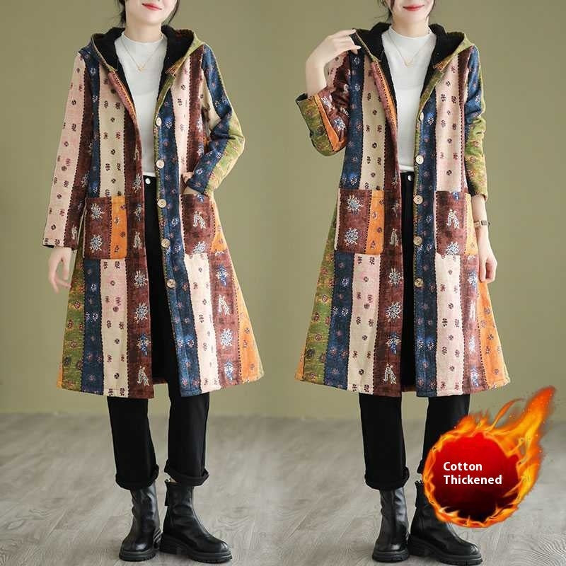 Ethnic Style Thick Mid-length Trench Coat