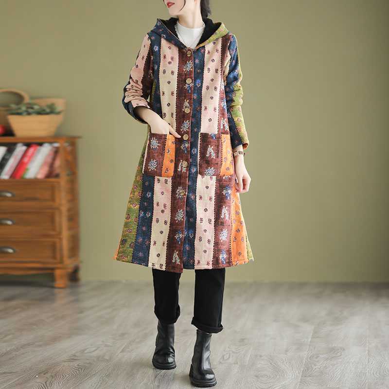 Ethnic Style Thick Mid-length Trench Coat