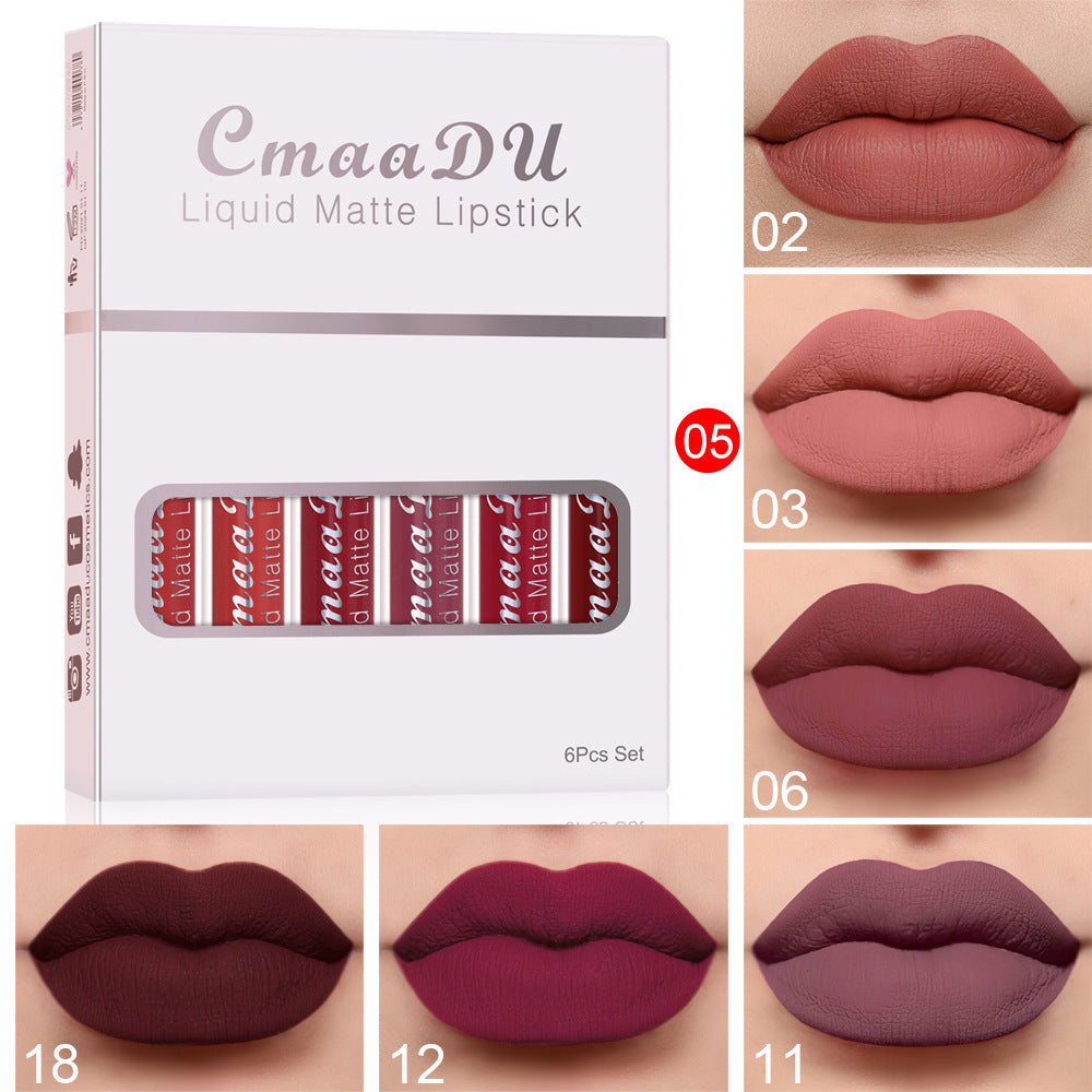 6 Boxes Matte Waterproof Lipstick