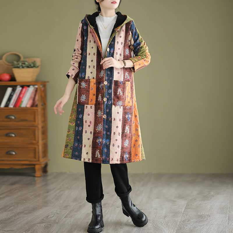 Ethnic Style Thick Mid-length Trench Coat