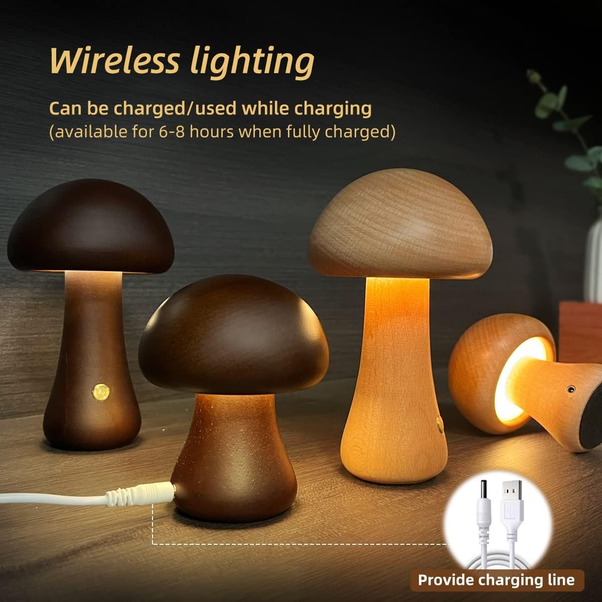 INS Wooden Cute Mushroom LED Light Lamp