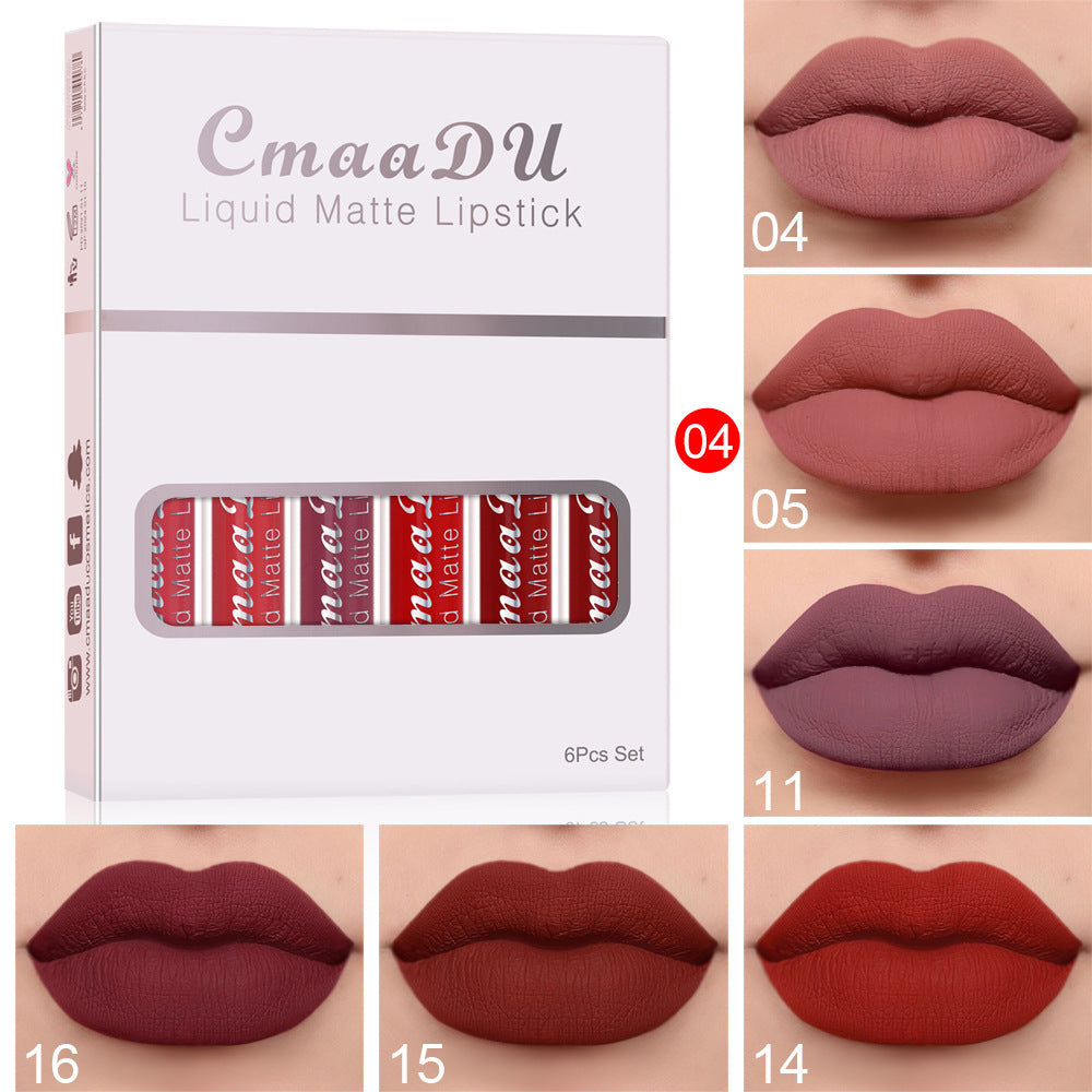 6 Boxes Matte Waterproof Lipstick