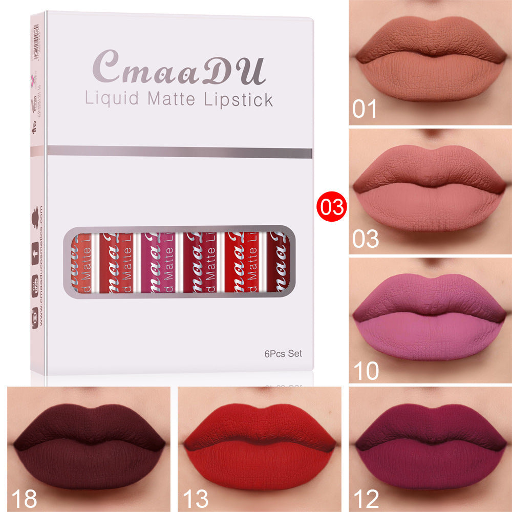 6 Boxes Matte Waterproof Lipstick