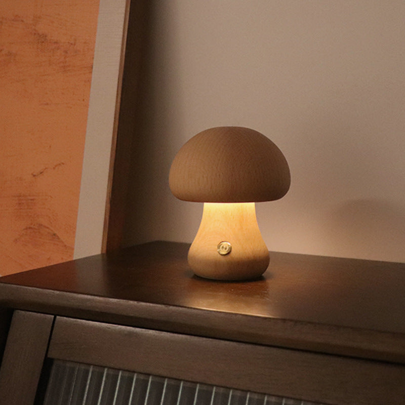 INS Wooden Cute Mushroom LED Light Lamp