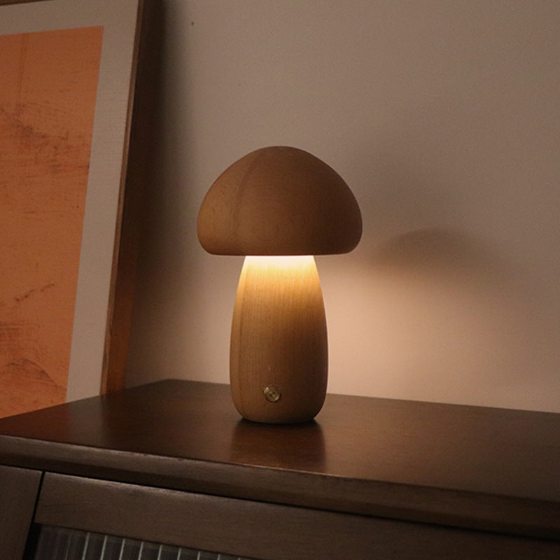 INS Wooden Cute Mushroom LED Light Lamp