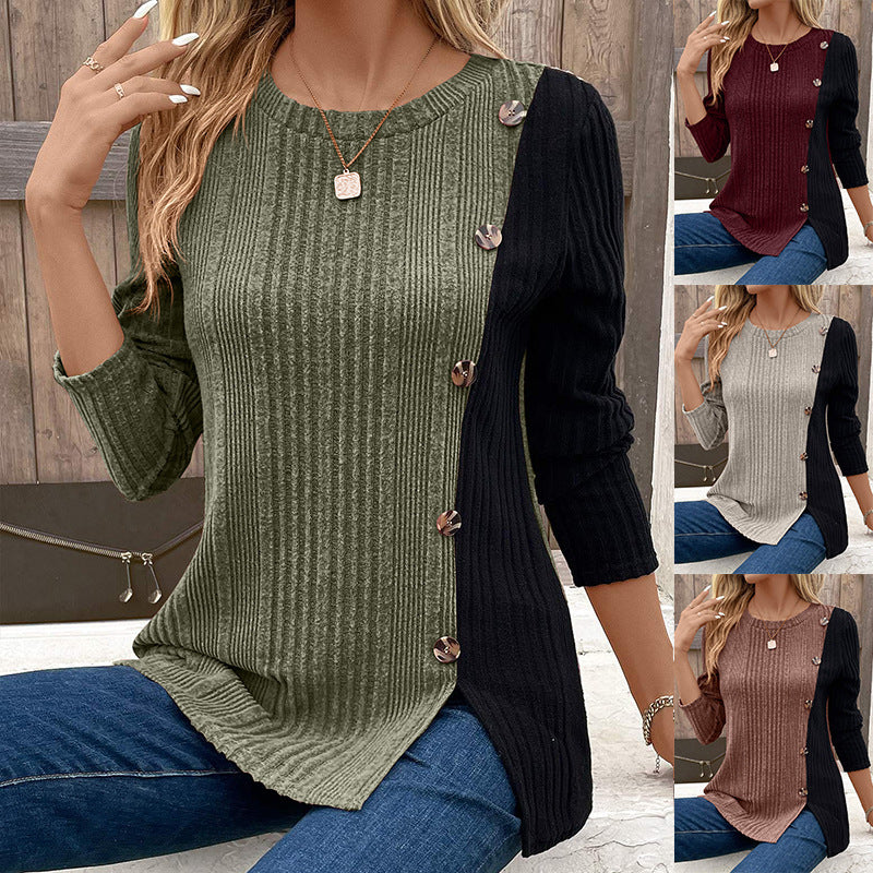 Women's Button Split Casual Long Top