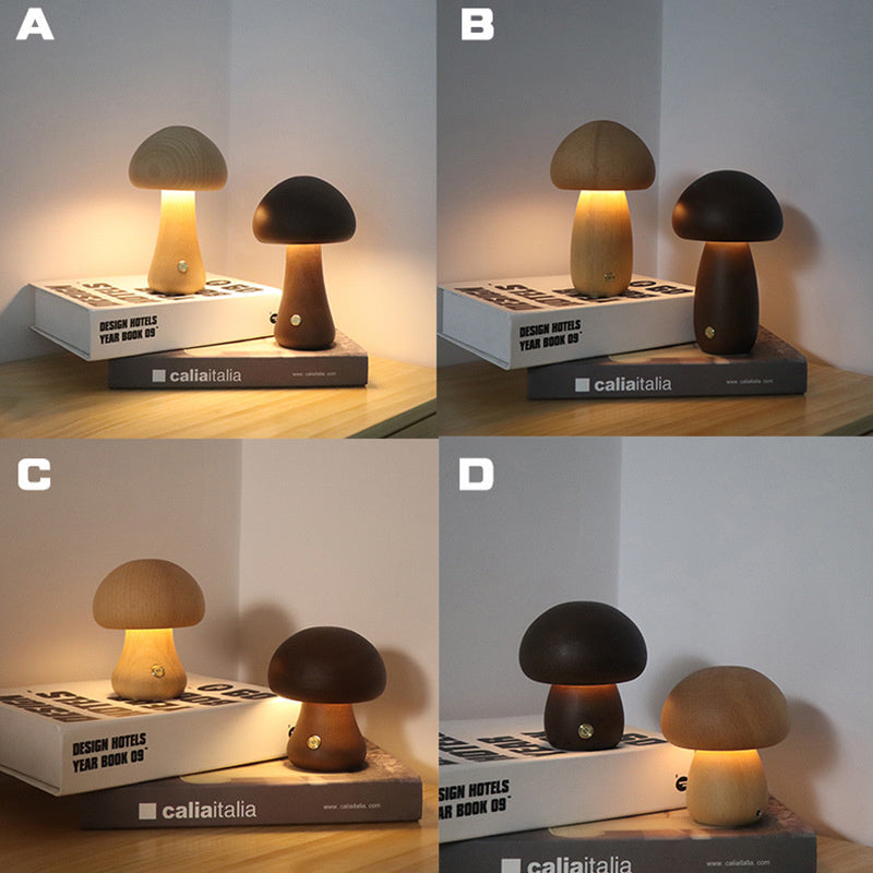 INS Wooden Cute Mushroom LED Light Lamp