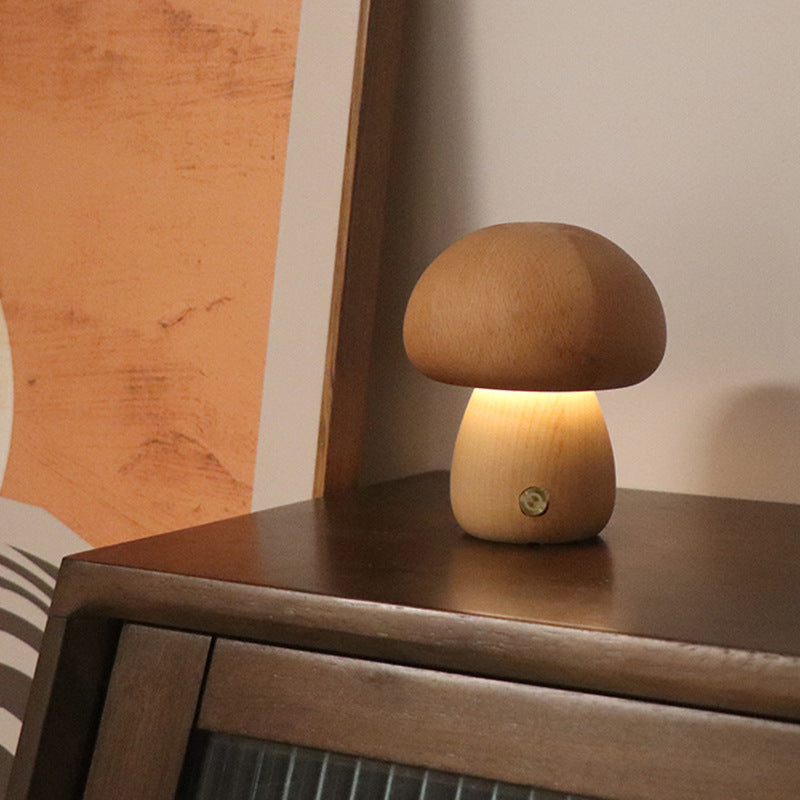 INS Wooden Cute Mushroom LED Light Lamp