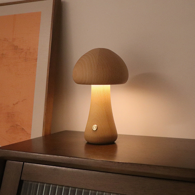 INS Wooden Cute Mushroom LED Light Lamp